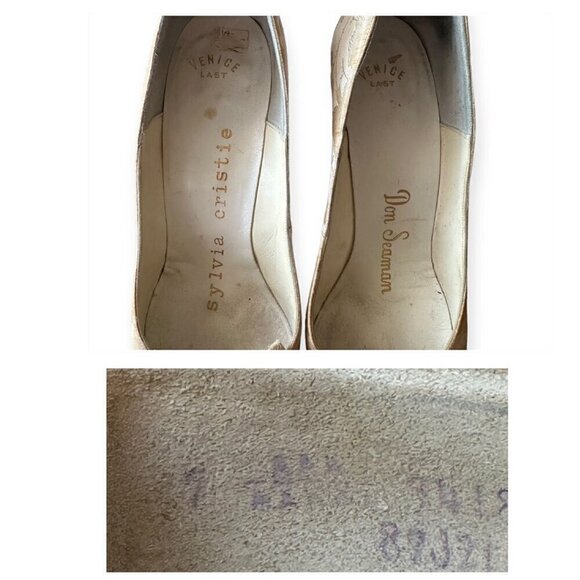 Vintage Brocade/Damask  Ivory Pumps by Sylvia Cristie, Size 7AAA - Picture 11 of 14